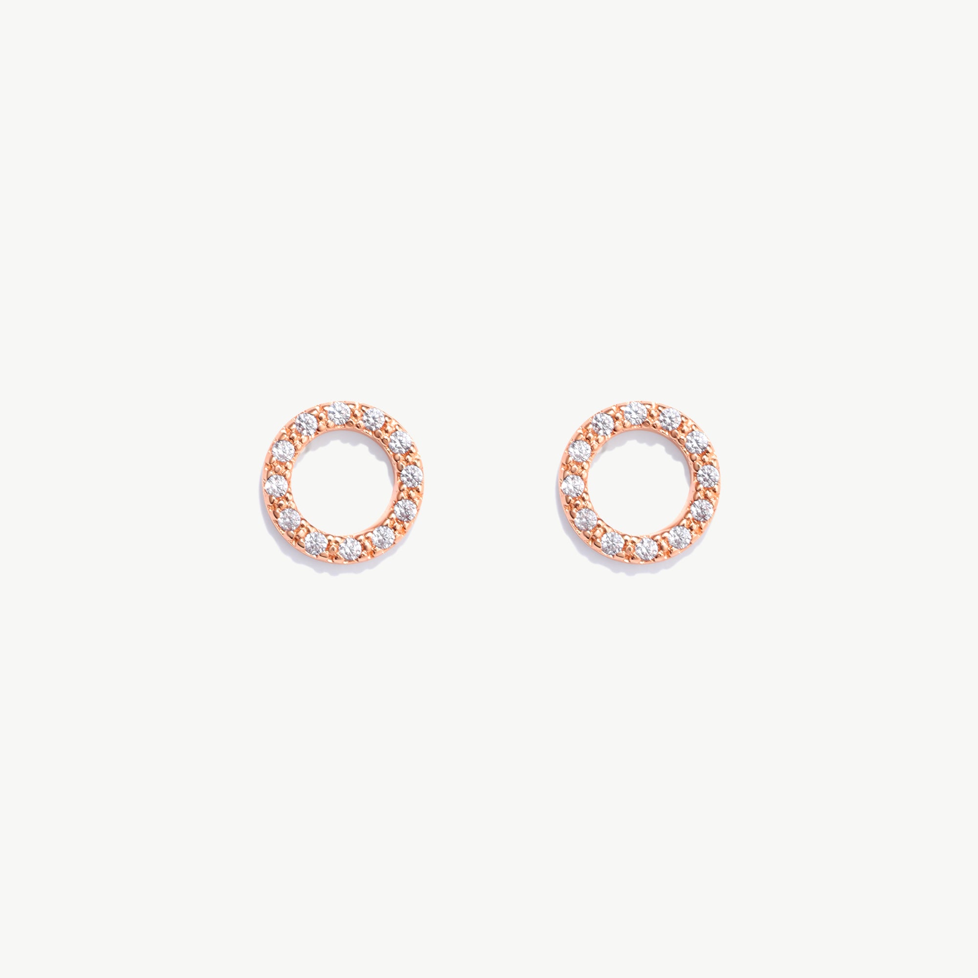 14K Solid Gold Diamond Circle Studs