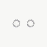 14K Solid Gold Diamond Circle Studs, Delicate Small Earrings