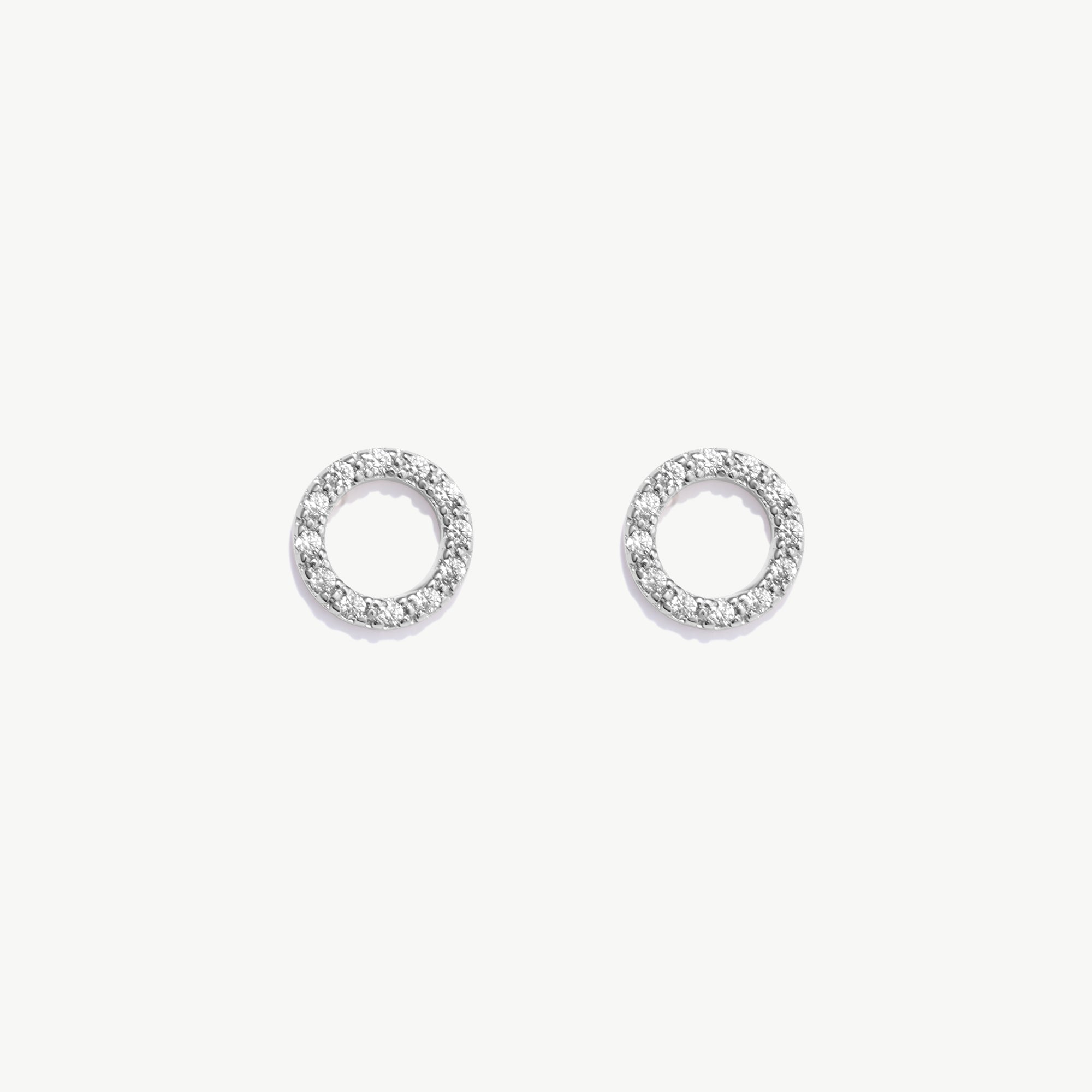 14K Solid Gold Diamond Circle Studs