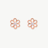 14K Real Solid Gold Daisy Earrings, Dainty Flower Studs