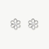 14K Real Solid Gold Daisy Earrings, Dainty Flower Studs