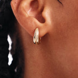 14K Solid Gold Diamond Hoops