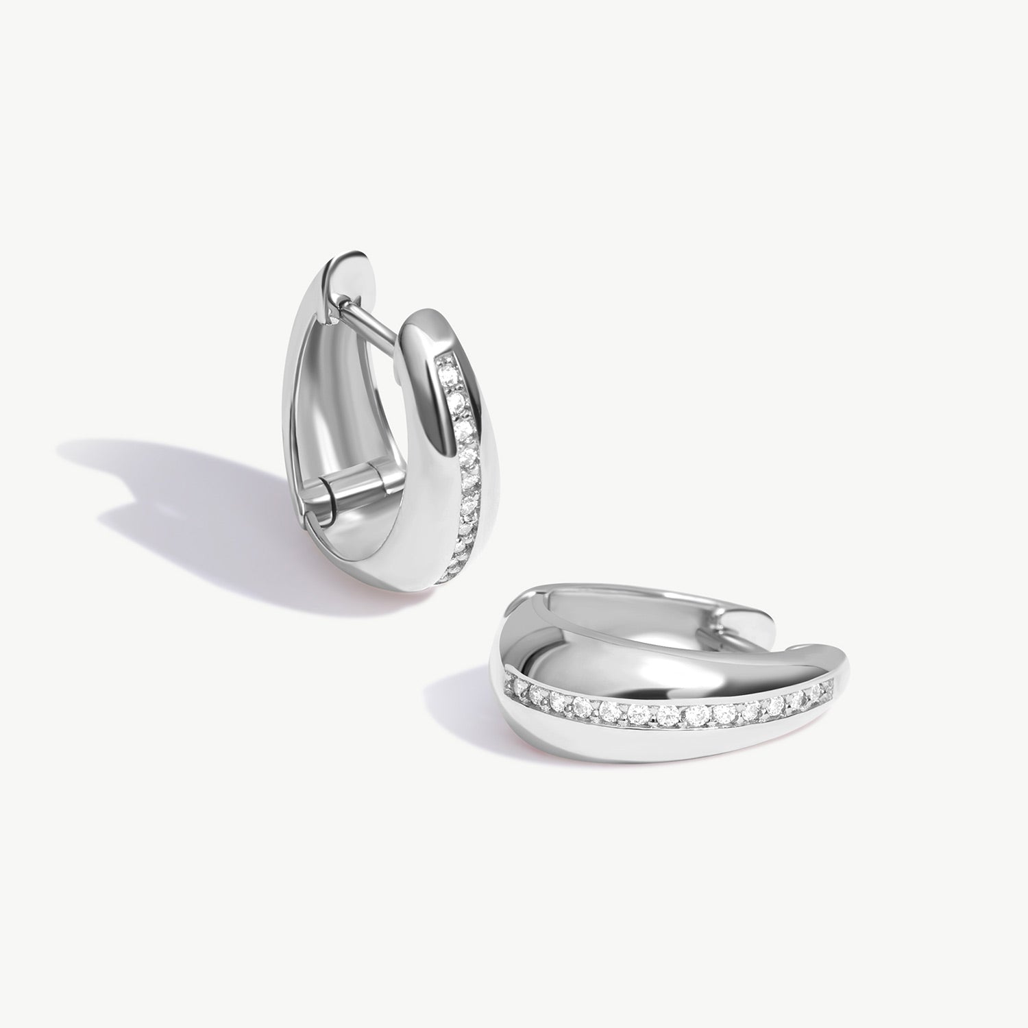 14K Solid Gold Diamond Hoops