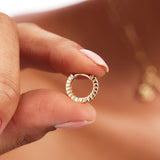 14K Solid Gold Hoops – Hinged Chunky Huggie Earrings