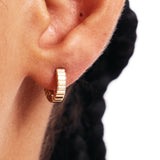14K Solid Gold Hoops – Hinged Chunky Huggie Earrings