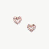 14K Solid Gold Diamond Heart Studs– Everyday Love Earrings