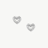 14K Solid Gold Diamond Heart Studs– Everyday Love Earrings