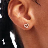 14K Solid Gold Diamond Heart Studs– Everyday Love Earrings
