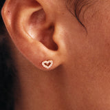 14K Solid Gold Diamond Heart Studs– Everyday Love Earrings