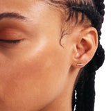 14K Solid Gold Diamond Bar Studs