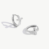 MDN200053 - 14K Solid Gold Diamond Cross Hoops