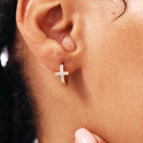 MDN200053 - 14K Solid Gold Diamond Cross Hoops