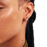 MDN200053 - 14K Solid Gold Diamond Cross Hoops