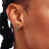 14K Solid Gold Baguette Cut Emerald Hoops