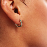 14K Solid Gold Baguette Cut Emerald Hoops