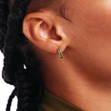 14K Solid Gold Baguette Cut Emerald Hoops