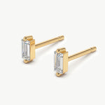 14K Solid Gold Lab Grown Diamond Baguette Stud Earrings