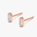 Rose Gold Baguette Lab Diamond Stud Earrings