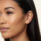 Elegant Lab Grown Diamond Stud Earrings On Model
