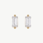 Front View Of Minimalist Baguette Diamond Stud Earrings