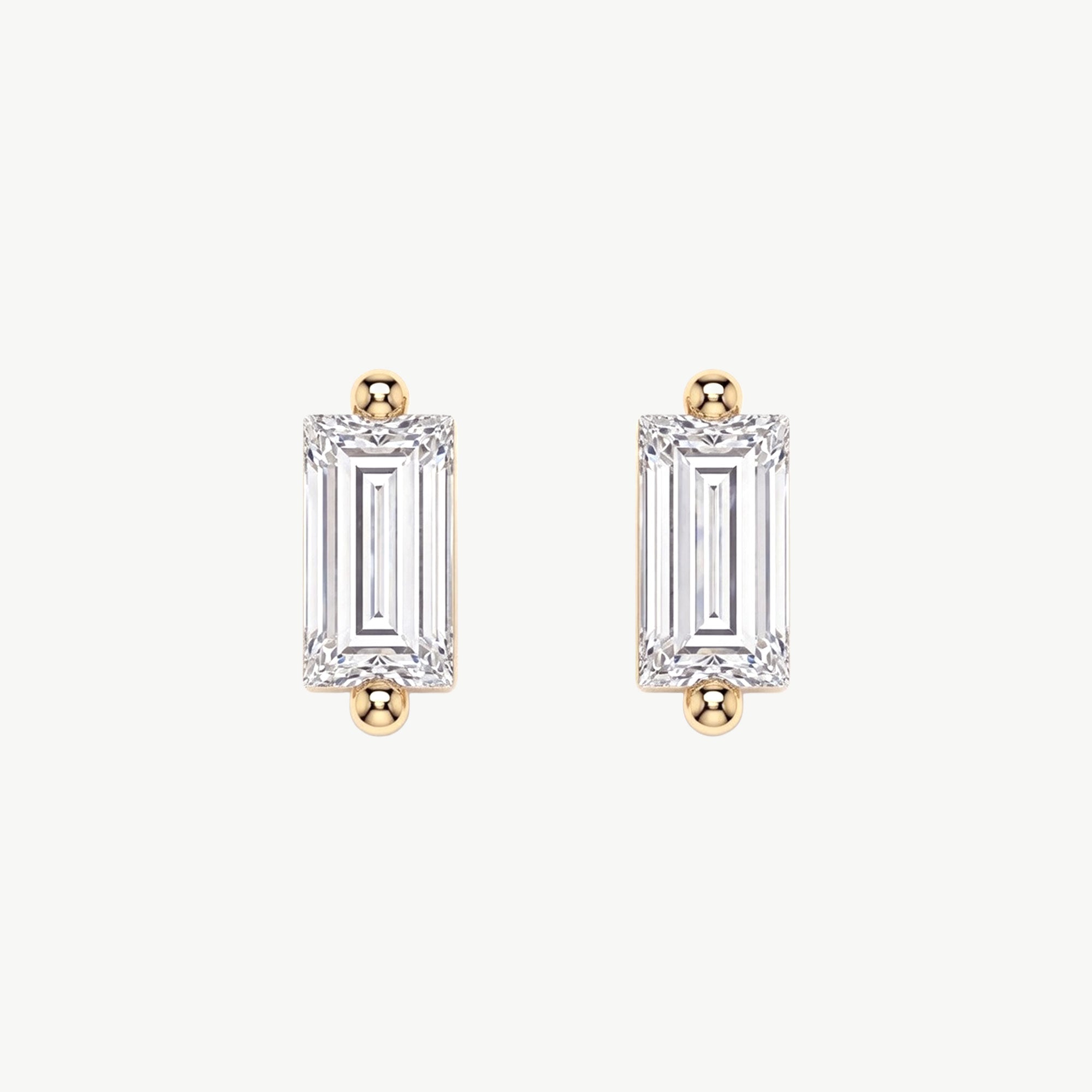Front View Of Minimalist Baguette Diamond Stud Earrings