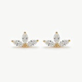 14K Solid Gold Lab Grown Diamond Lotus Studs