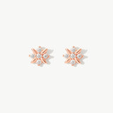 14K Solid Gold Floral Diamond Studs