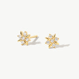 14K Solid Gold Floral Diamond Studs