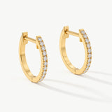 14K Solid Gold Diamond Huggie Earrings