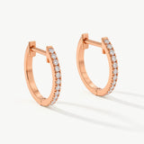 14K Solid Gold Diamond Huggie Earrings