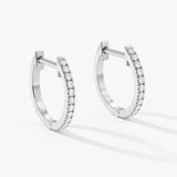14K Solid Gold Diamond Huggie Earrings