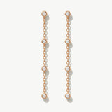 14K Solid Gold Diamond Dangle Chain Earrings