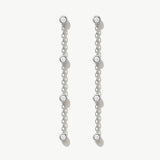 14K Solid Gold Diamond Dangle Chain Earrings