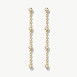 14K Solid Gold Diamond Dangle Chain Earrings