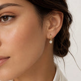 14K Solid Gold Lab Grown Diamond Drop Huggie Earrings