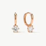 14K Solid Gold Lab Grown Diamond Drop Huggie Earrings