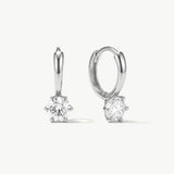 14K Solid Gold Lab Grown Diamond Drop Huggie Earrings