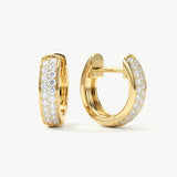 14K Solid Gold Pave Diamond Huggie Earrings