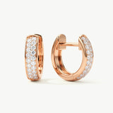 14K Solid Gold Pave Diamond Huggie Earrings