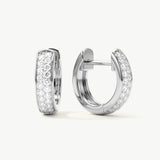 14K Solid Gold Pave Diamond Huggie Earrings