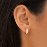 14K Solid Gold Pave Diamond Huggie Earrings