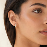 14K Solid Gold Pave Diamond Huggie Earrings