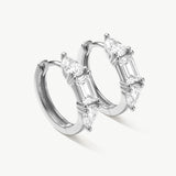 14K Solid Gold Emerald Pear Diamond Huggie Earrings