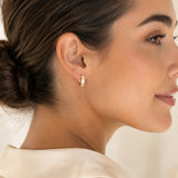 14K Solid Gold Emerald Pear Diamond Huggie Earrings