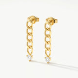 14K Solid Gold Cuban Link Diamond Drop Earrings