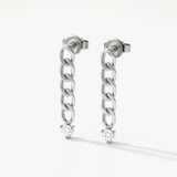 14K Solid Gold Cuban Link Diamond Drop Earrings