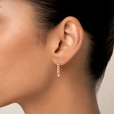 14K Solid Gold Cuban Link Diamond Drop Earrings