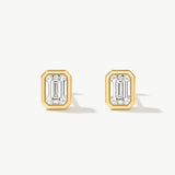 14K Solid Gold Emerald Cut Lab Grown Diamond Stud Earrings