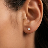 14K Solid Gold Emerald Cut Lab Grown Diamond Stud Earrings