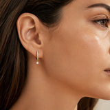 14K Solid Gold Natural Diamond Huggie Hoop Earrings